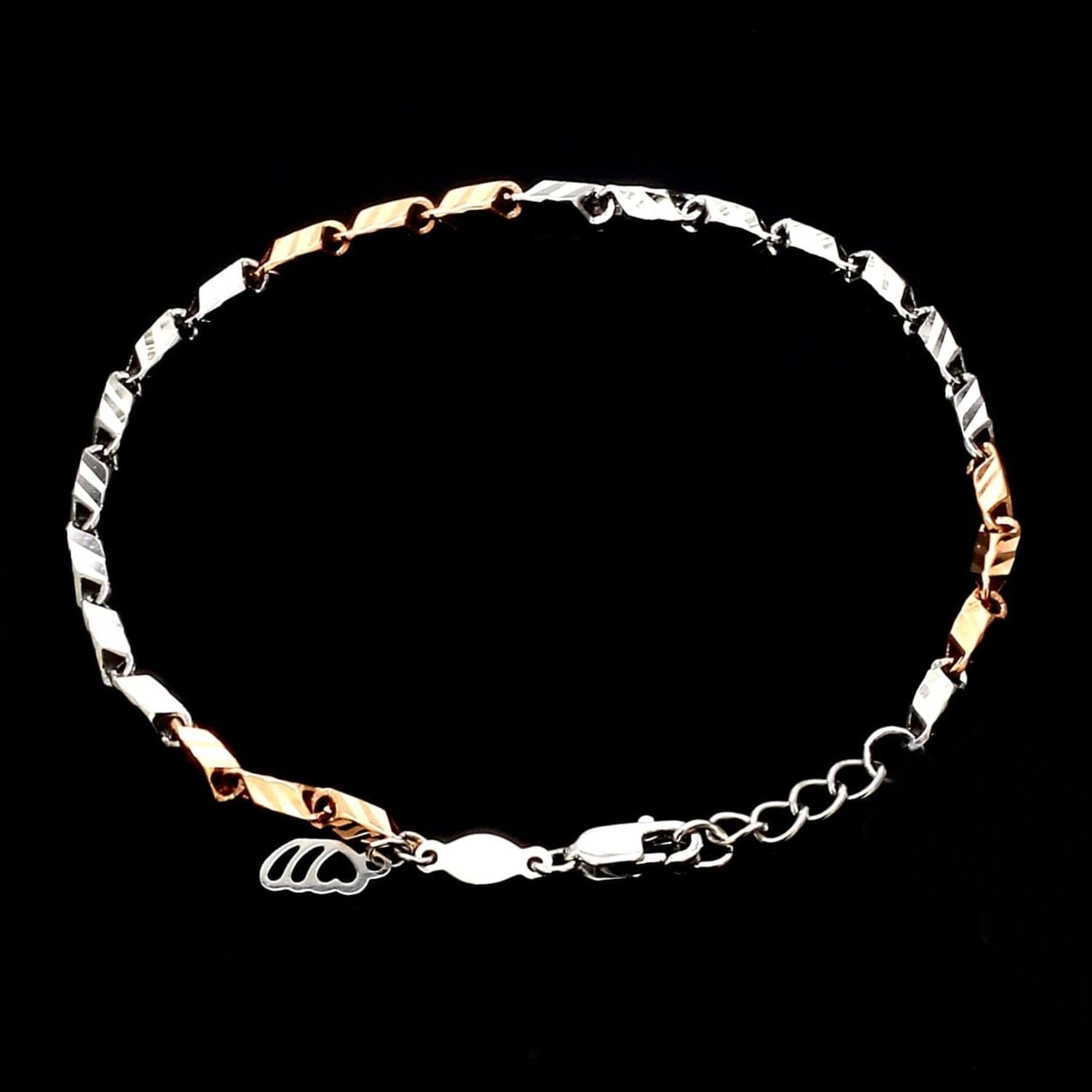 Jewelove™ Bangles & Bracelets 3mm Japanese Platinum & Rose gold Bracelet JL PTB 1262