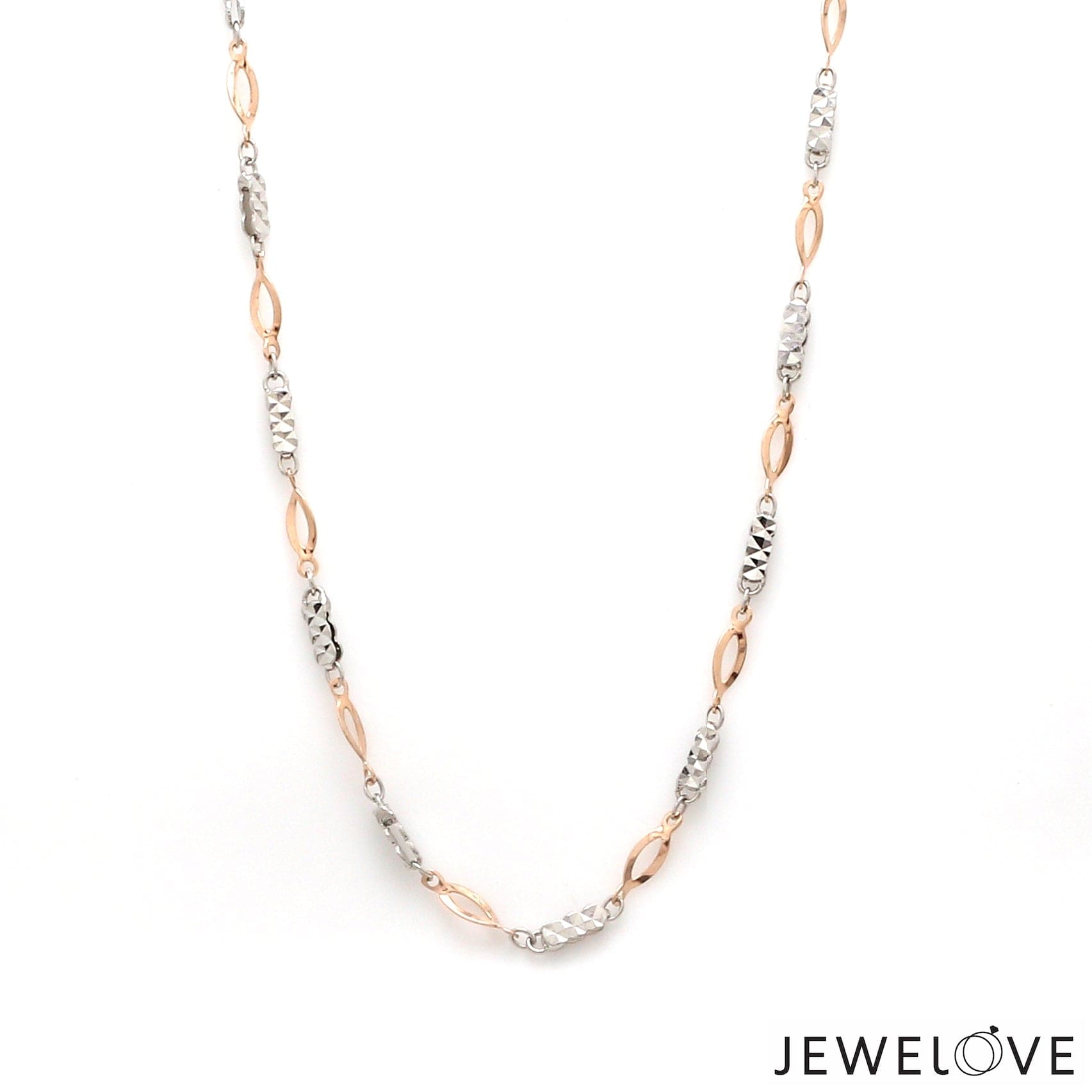 Jewelove™ Chains 3mm Japanese Platinum Rose Gold Chain for Women JL PT CH 1312