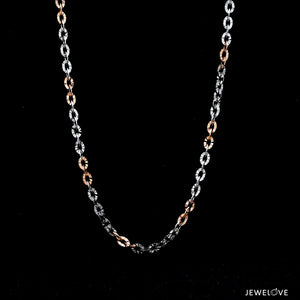 Jewelove™ Chains 3mm Japanese Platinum Rose Gold Chain with Shiny Texture for Women JL PT CH 659R