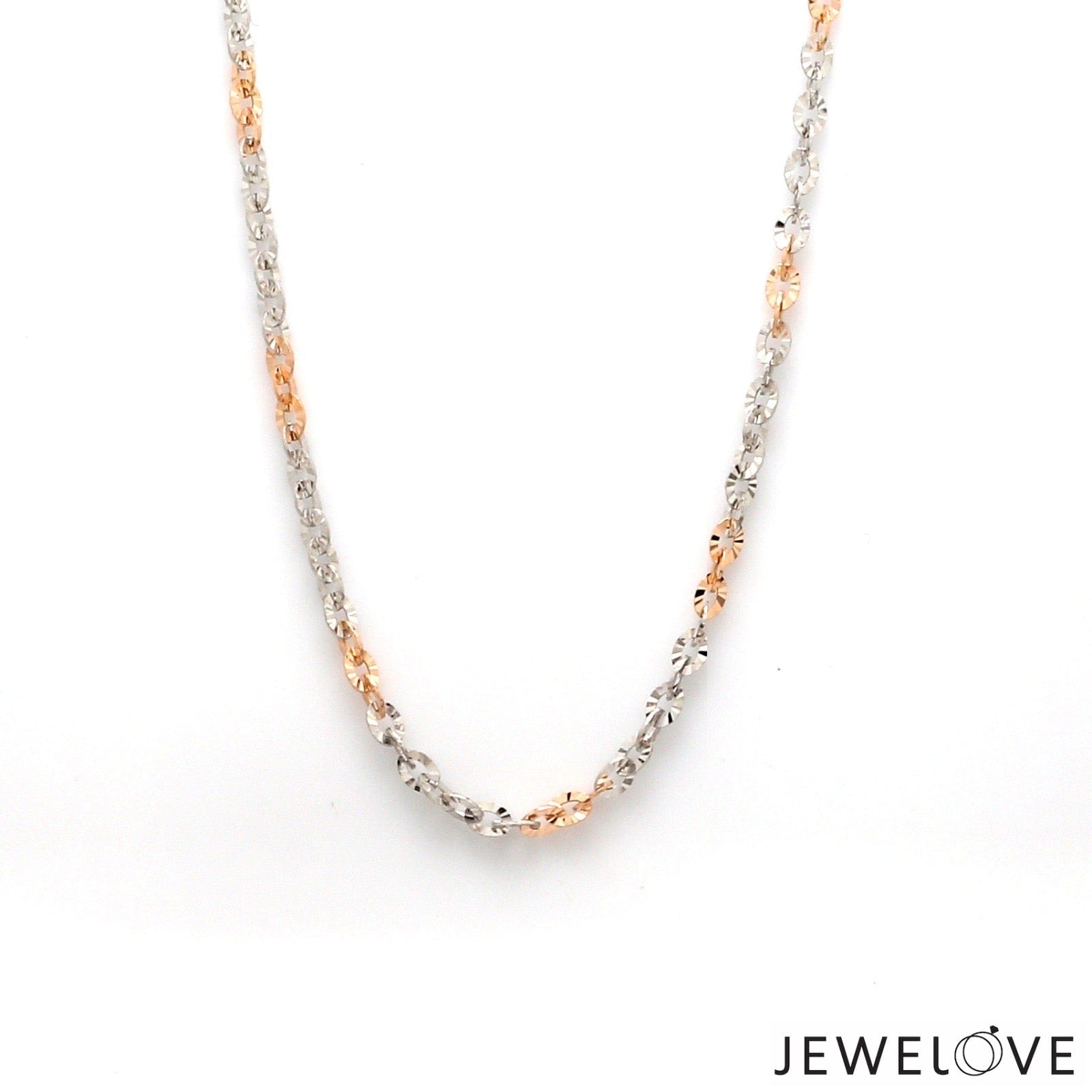 Jewelove™ Chains 3mm Japanese Platinum Rose Gold Chain with Shiny Texture for Women JL PT CH 659R