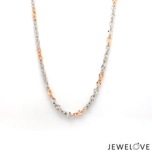 Jewelove™ Chains 3mm Japanese Platinum Rose Gold Chain with Shiny Texture for Women JL PT CH 659R