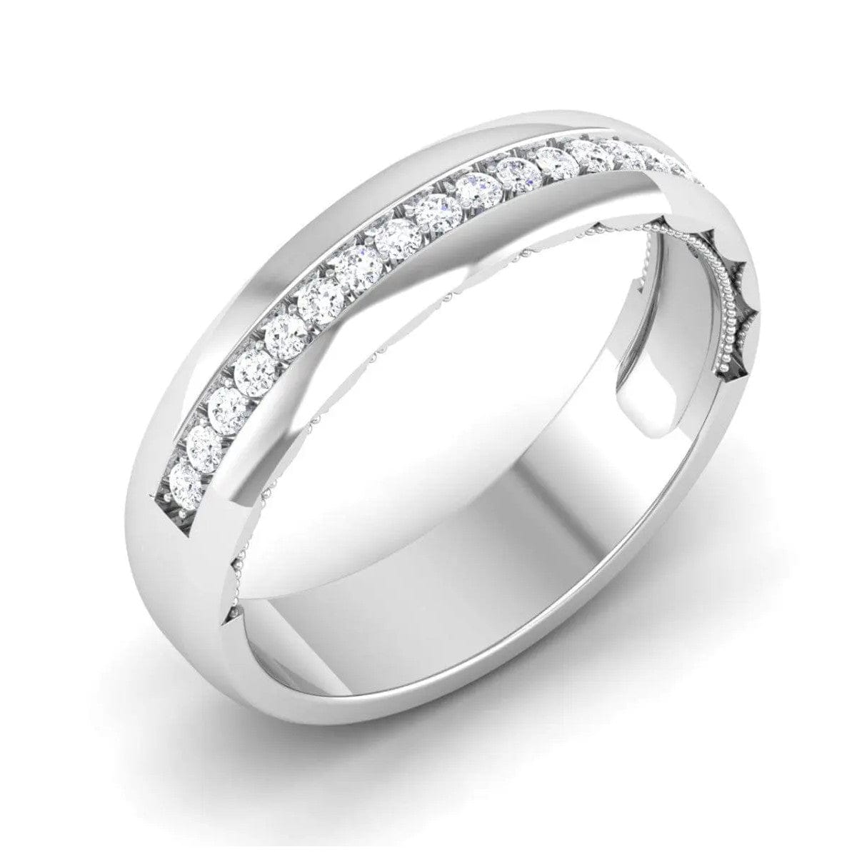 Jewelove™ Rings 4.5mm Broad Half Eternity Ring with Diamonds in Platinum JL PT 435