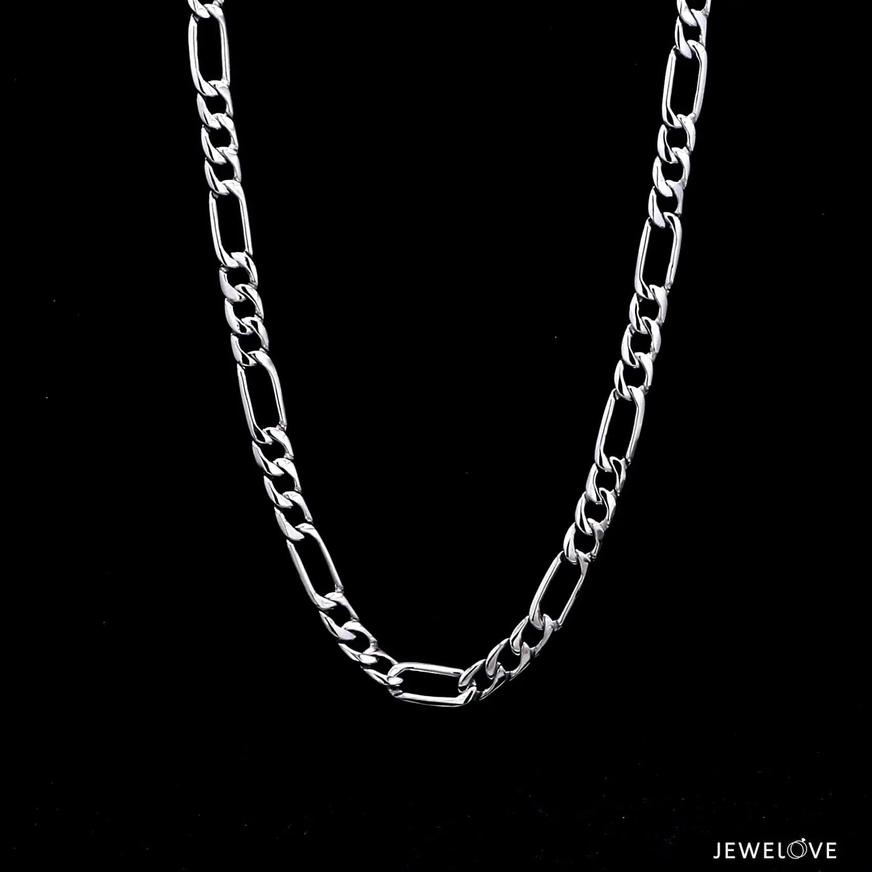 Jewelove™ Chains 4.5mm Linked Figaro Platinum Sachin Chain for Men JL PT CH 717