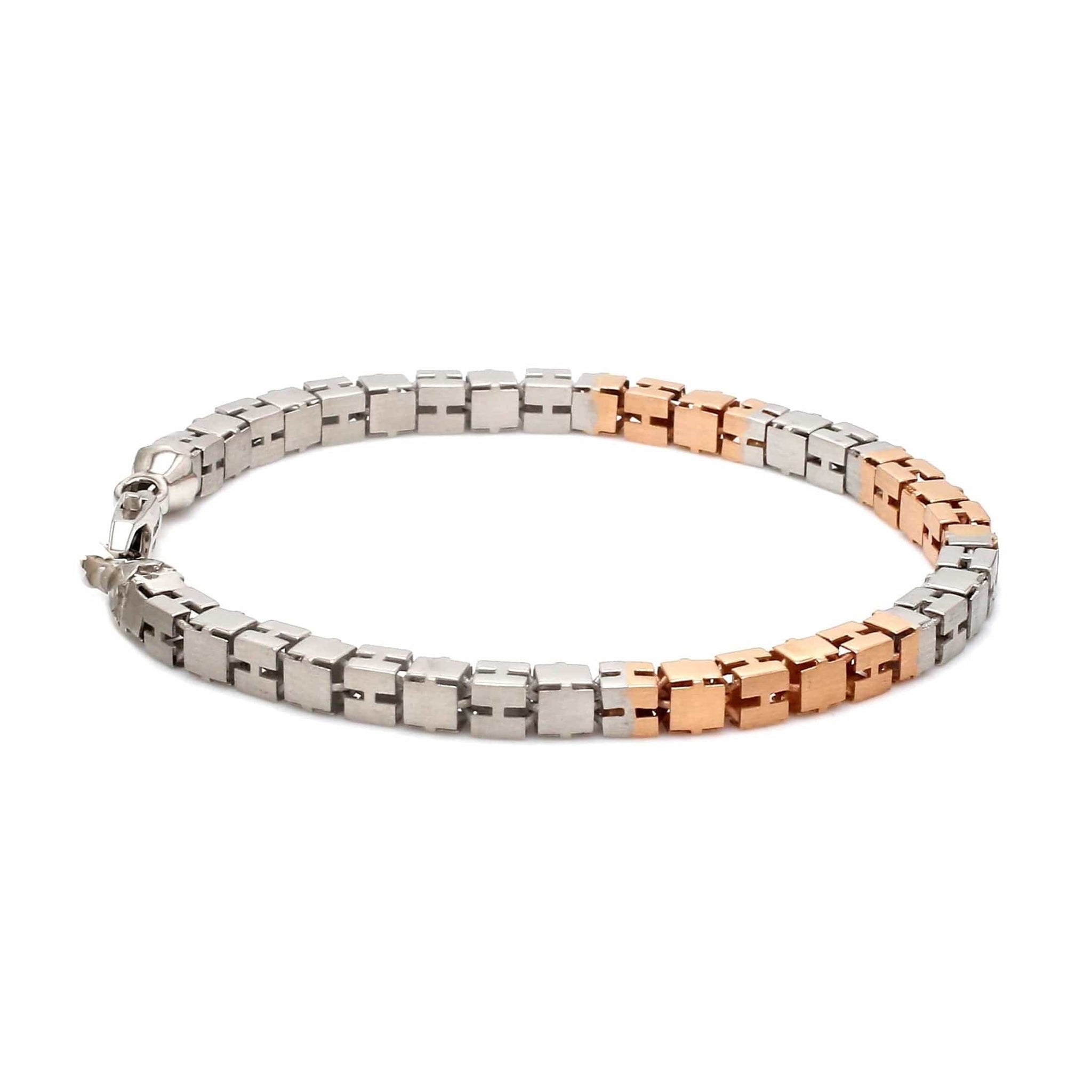 Jewelove™ Bangles & Bracelets 4.5mm Platinum Rose Gold Bracelet with Hi-Polish & Matte Finish for Men JL PTB 1178