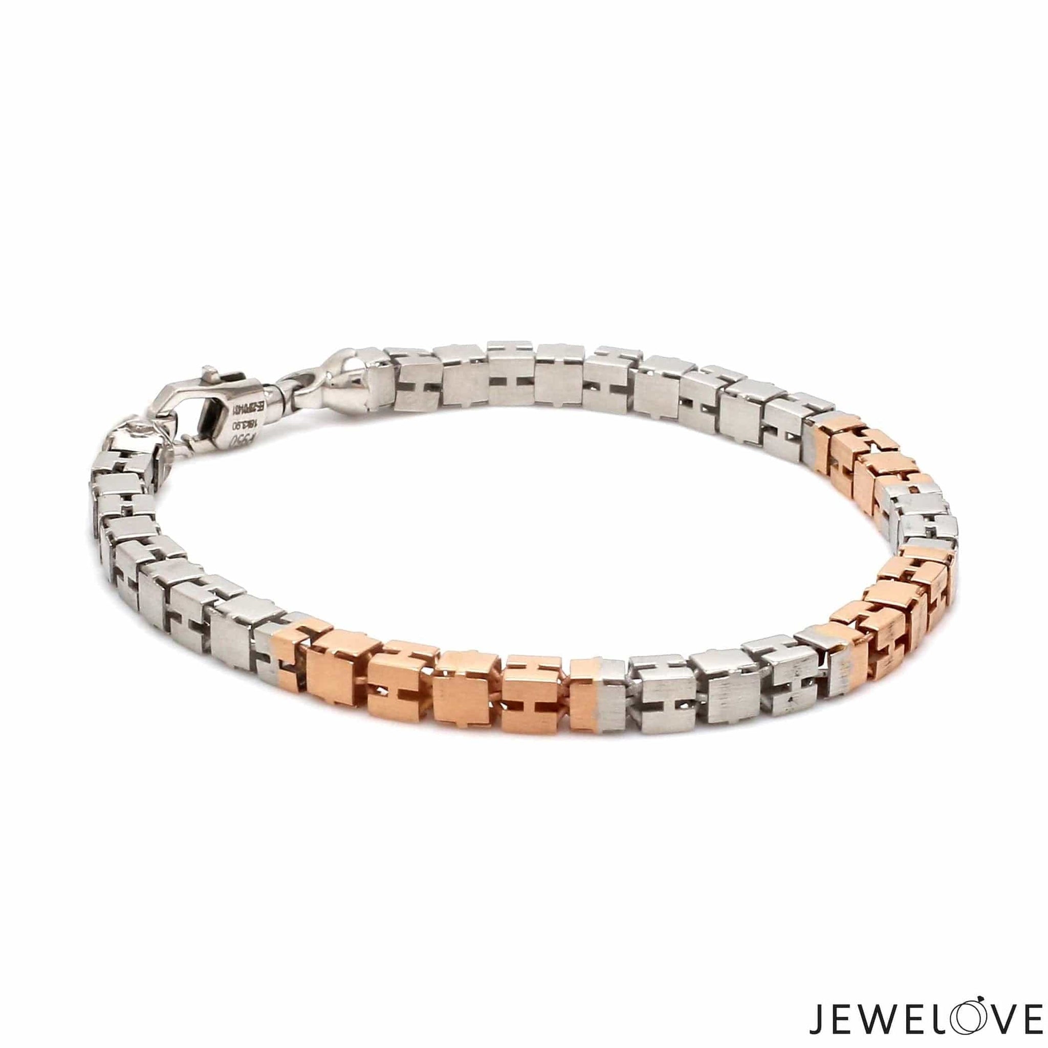 Jewelove™ Bangles & Bracelets 4.5mm Platinum Rose Gold Bracelet with Hi-Polish & Matte Finish for Men JL PTB 1178