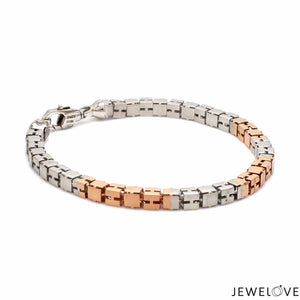 Jewelove™ Bangles & Bracelets 4.5mm Platinum Rose Gold Bracelet with Hi-Polish & Matte Finish for Men JL PTB 1178