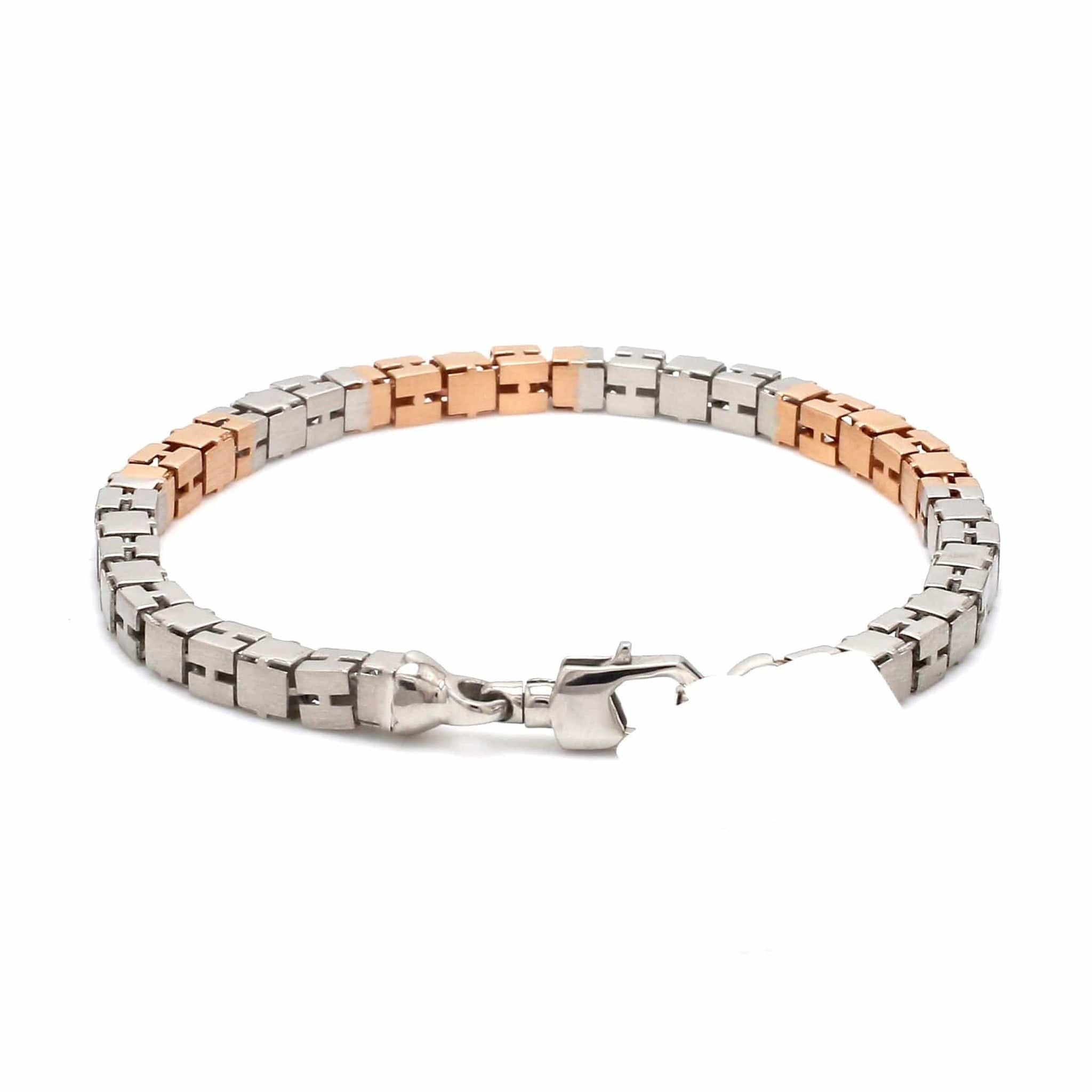 Jewelove™ Bangles & Bracelets 4.5mm Platinum Rose Gold Bracelet with Hi-Polish & Matte Finish for Men JL PTB 1178