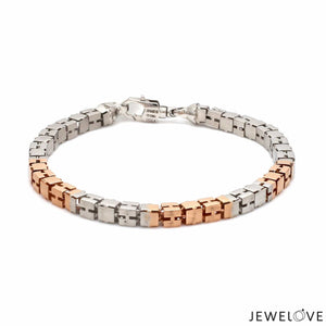 Jewelove™ Bangles & Bracelets 4.5mm Platinum Rose Gold Bracelet with Hi-Polish & Matte Finish for Men JL PTB 1178