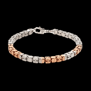 Jewelove™ Bangles & Bracelets 4.5mm Platinum Rose Gold Bracelet with Hi-Polish & Matte Finish for Men JL PTB 1178