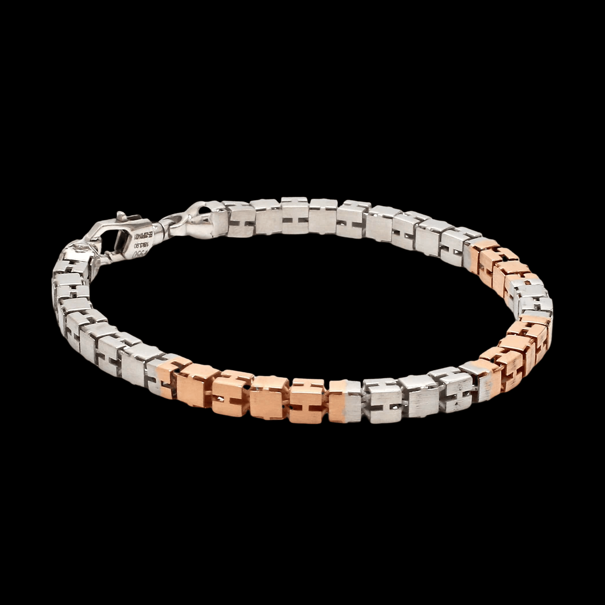 Jewelove™ Bangles & Bracelets 4.5mm Platinum Rose Gold Bracelet with Hi-Polish & Matte Finish for Men JL PTB 1178