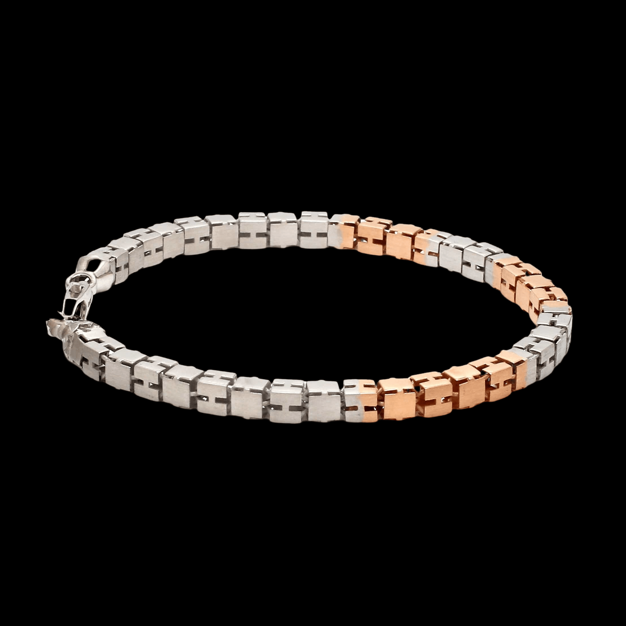 Jewelove™ Bangles & Bracelets 4.5mm Platinum Rose Gold Bracelet with Hi-Polish & Matte Finish for Men JL PTB 1178