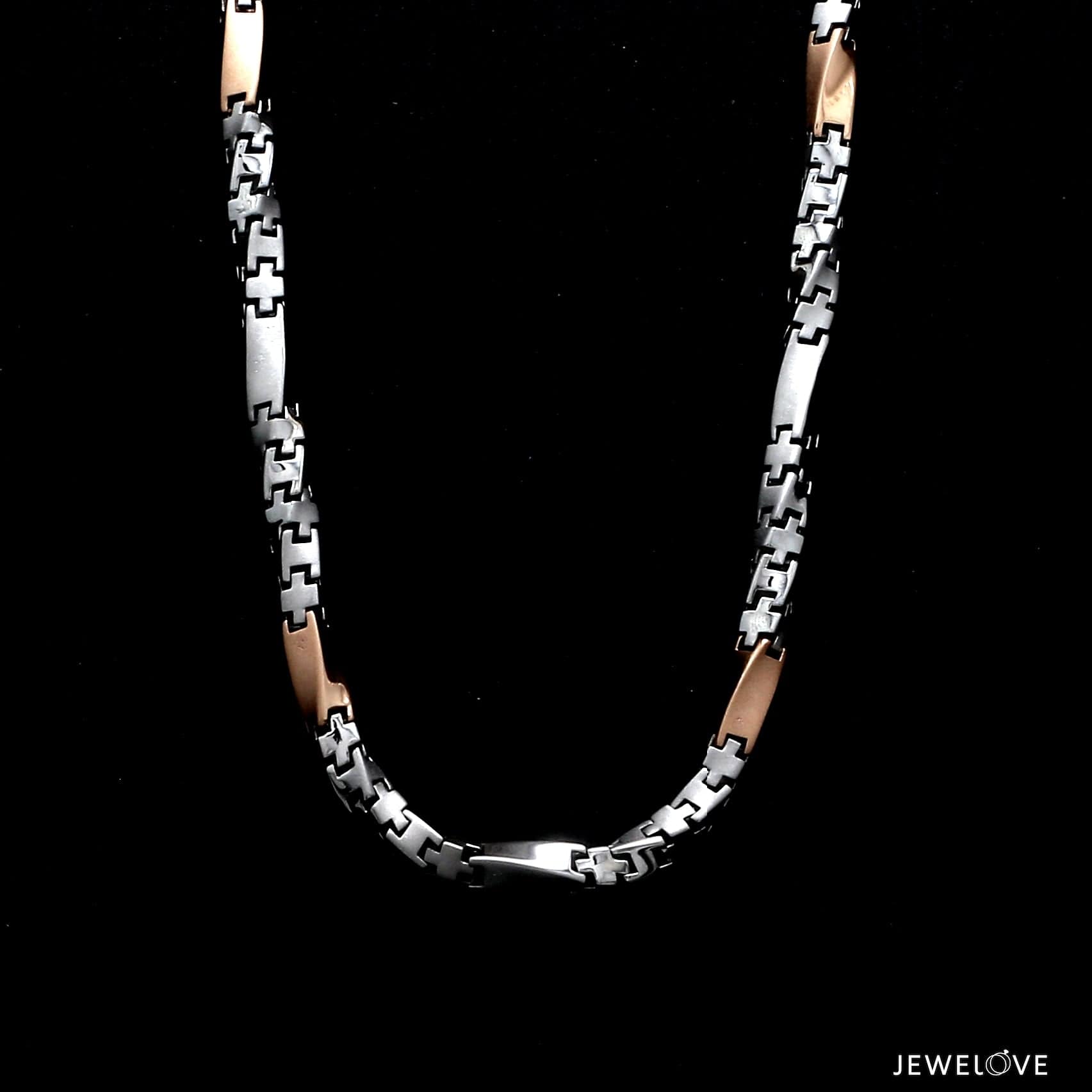 Jewelove™ Chains 4.5mm Platinum Rose Gold Twisted Chain with Matte Finish for Men JL PT CH 1237