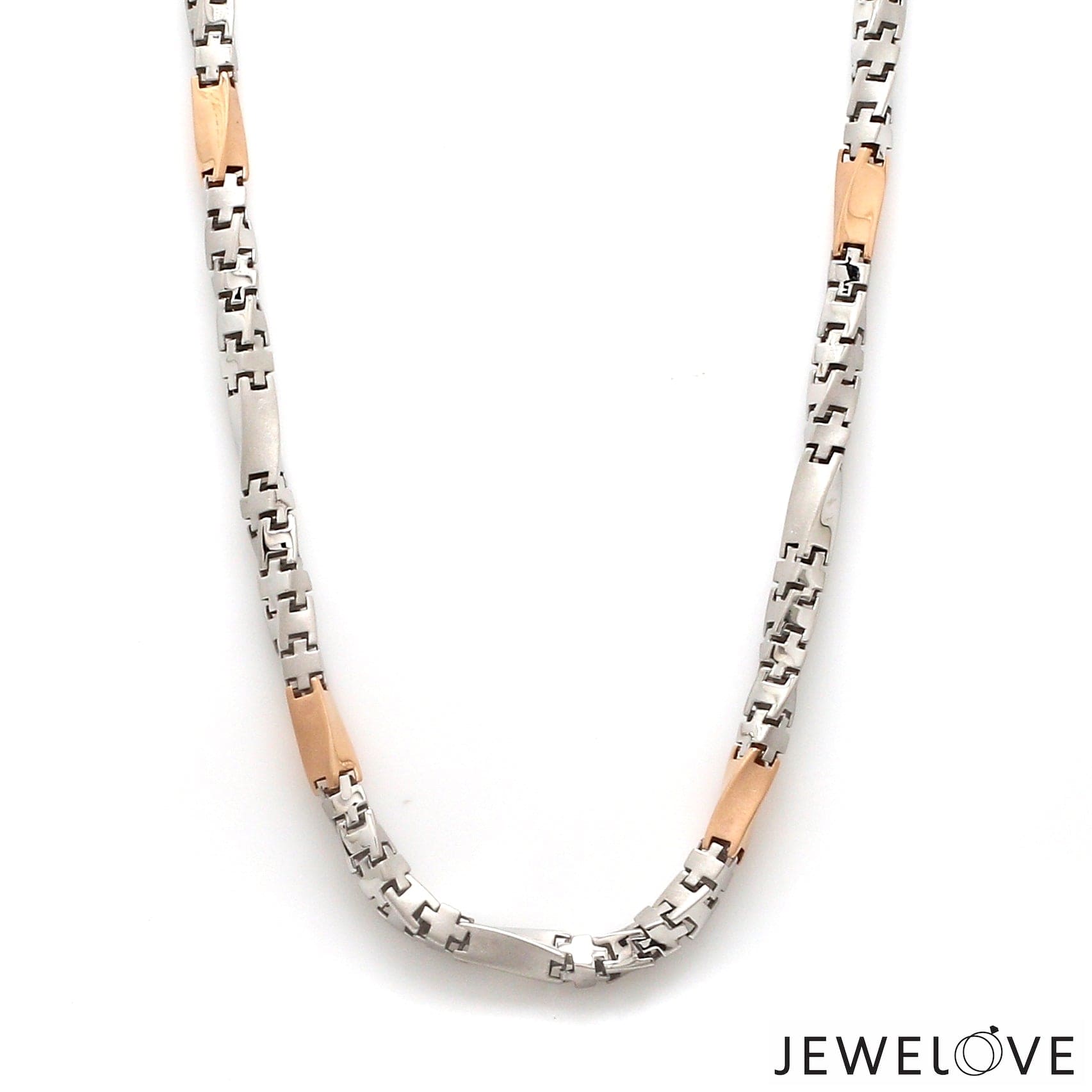 Jewelove™ Chains 4.5mm Platinum Rose Gold Twisted Chain with Matte Finish for Men JL PT CH 1237