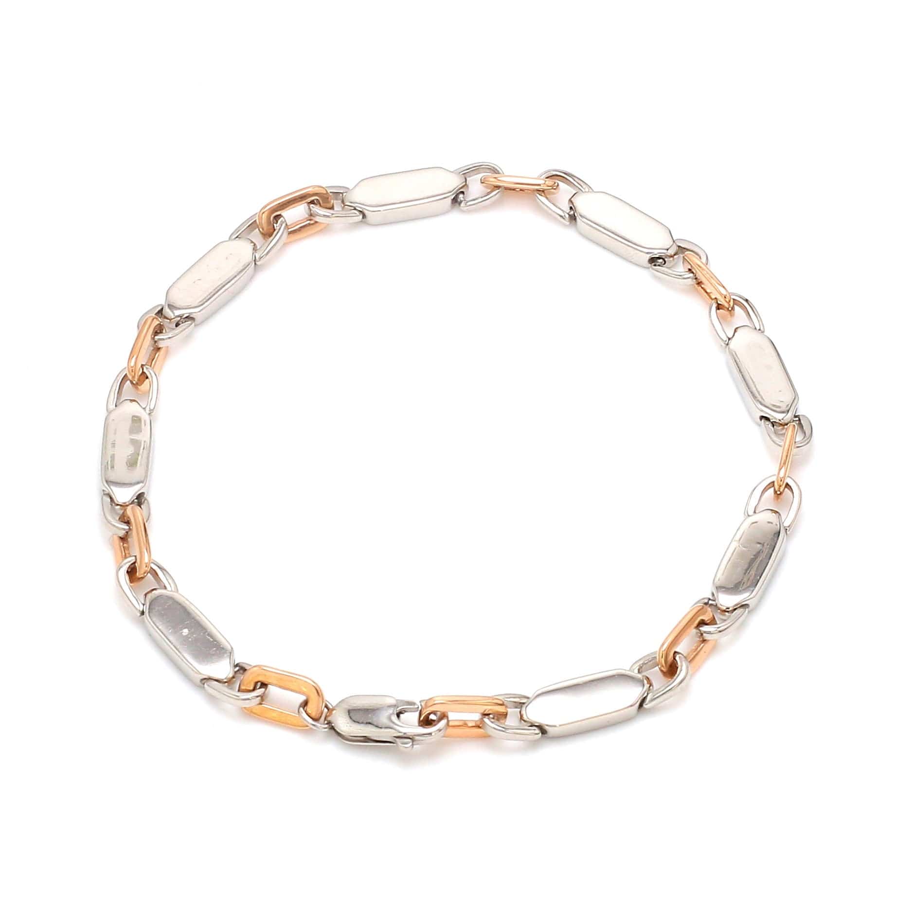 Jewelove™ Bangles & Bracelets 4.75mm Platinum & Rose Gold Bracelet for Men JL PTB 1279