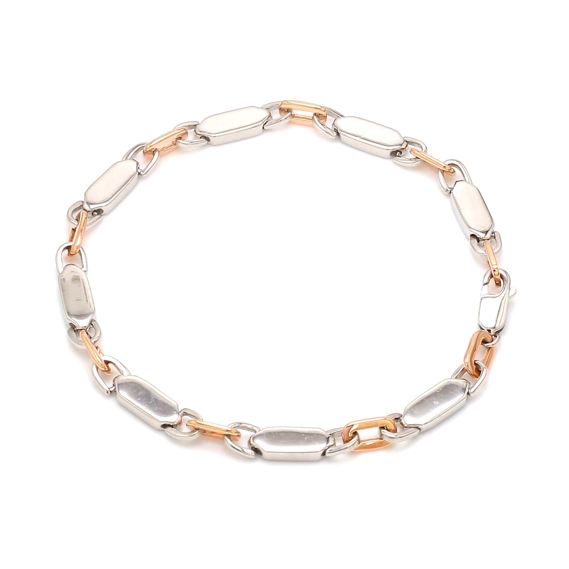 Jewelove™ Bangles & Bracelets 4.75mm Platinum & Rose Gold Bracelet for Men JL PTB 1279