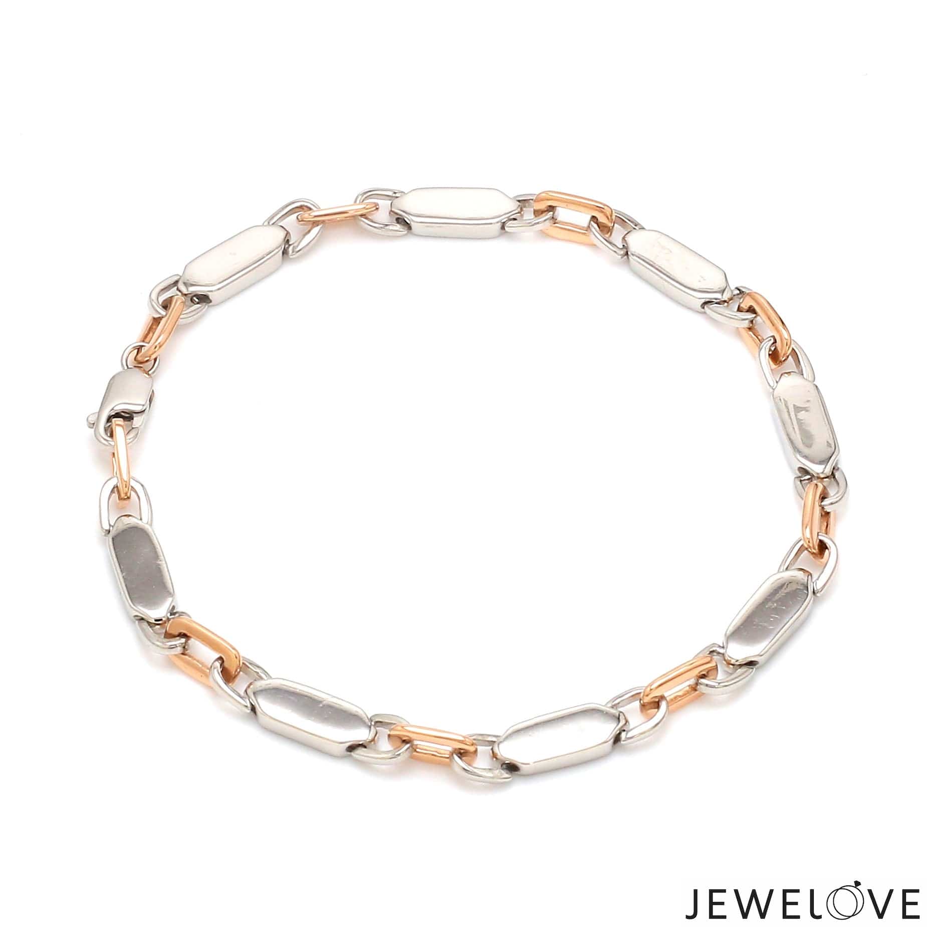 Jewelove™ Bangles & Bracelets 4.75mm Platinum & Rose Gold Bracelet for Men JL PTB 1279