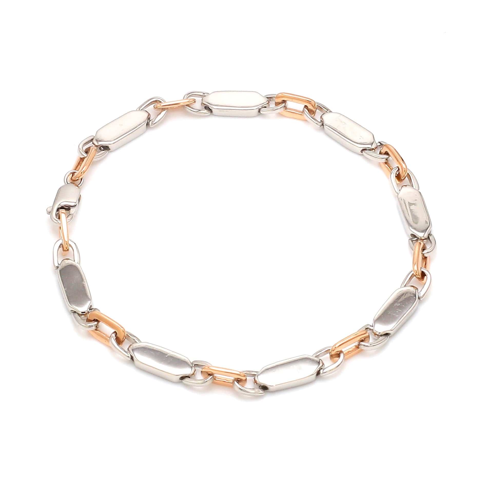 Jewelove™ Bangles & Bracelets 4.75mm Platinum & Rose Gold Bracelet for Men JL PTB 1279