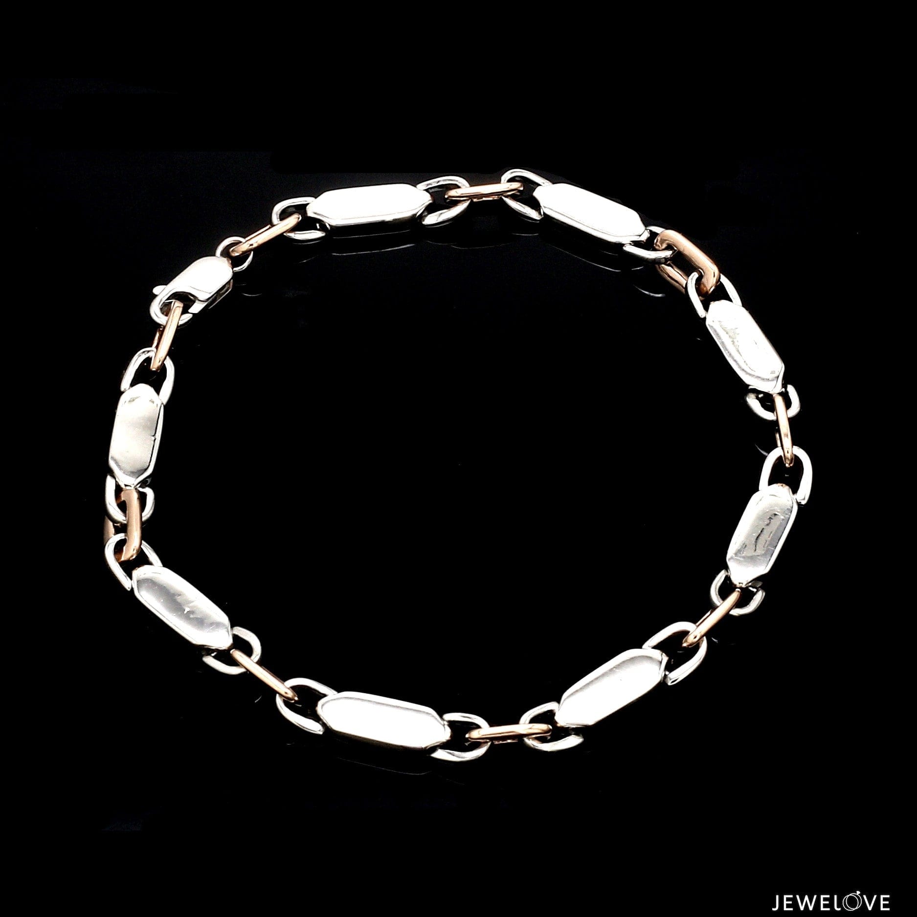 Jewelove™ Bangles & Bracelets 4.75mm Platinum & Rose Gold Bracelet for Men JL PTB 1279