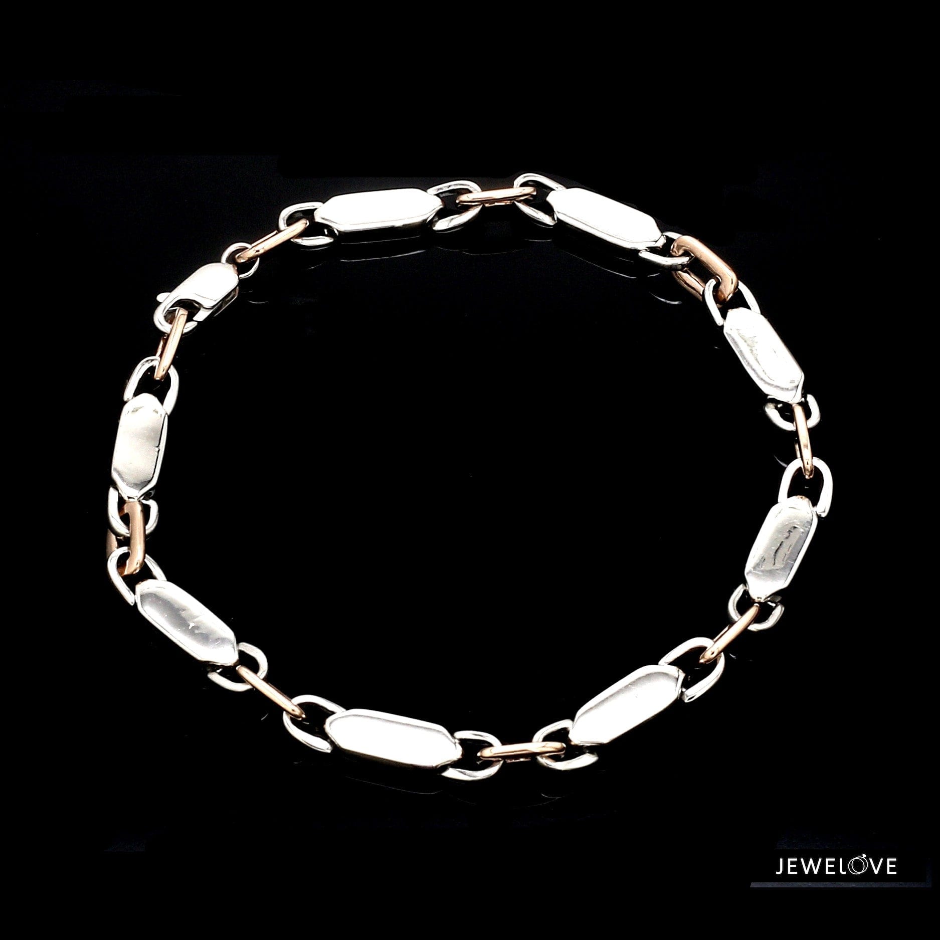 Jewelove™ Bangles & Bracelets 4.75mm Platinum & Rose Gold Bracelet for Men JL PTB 1279