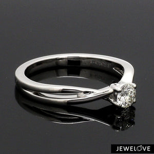 Jewelove™ Rings 4 Prong Platinum Solitaire Ring with a Twist JL PT 676