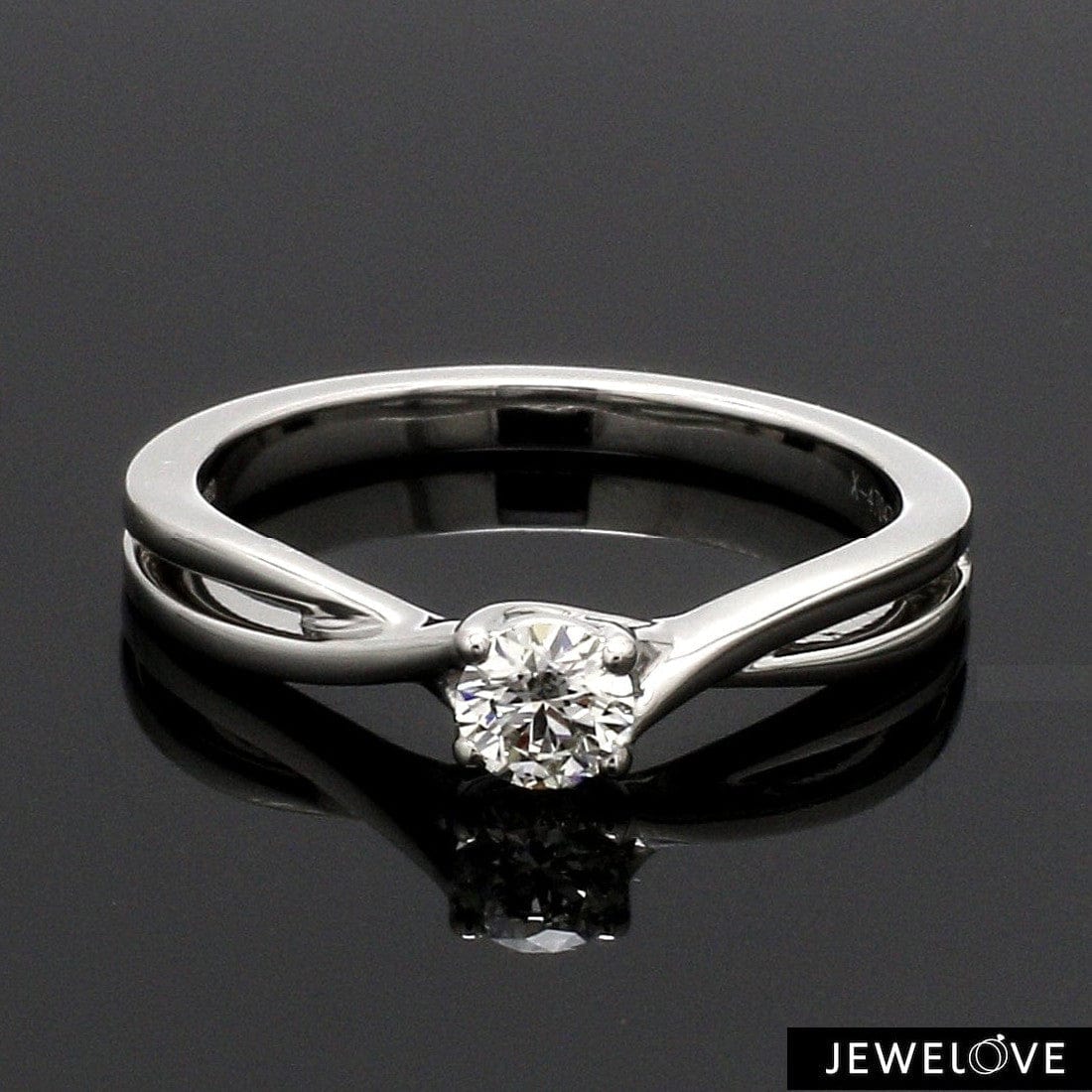 Jewelove™ Rings 4 Prong Platinum Solitaire Ring with a Twist JL PT 676