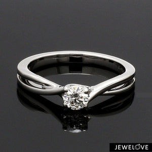 Jewelove™ Rings 4 Prong Platinum Solitaire Ring with a Twist JL PT 676