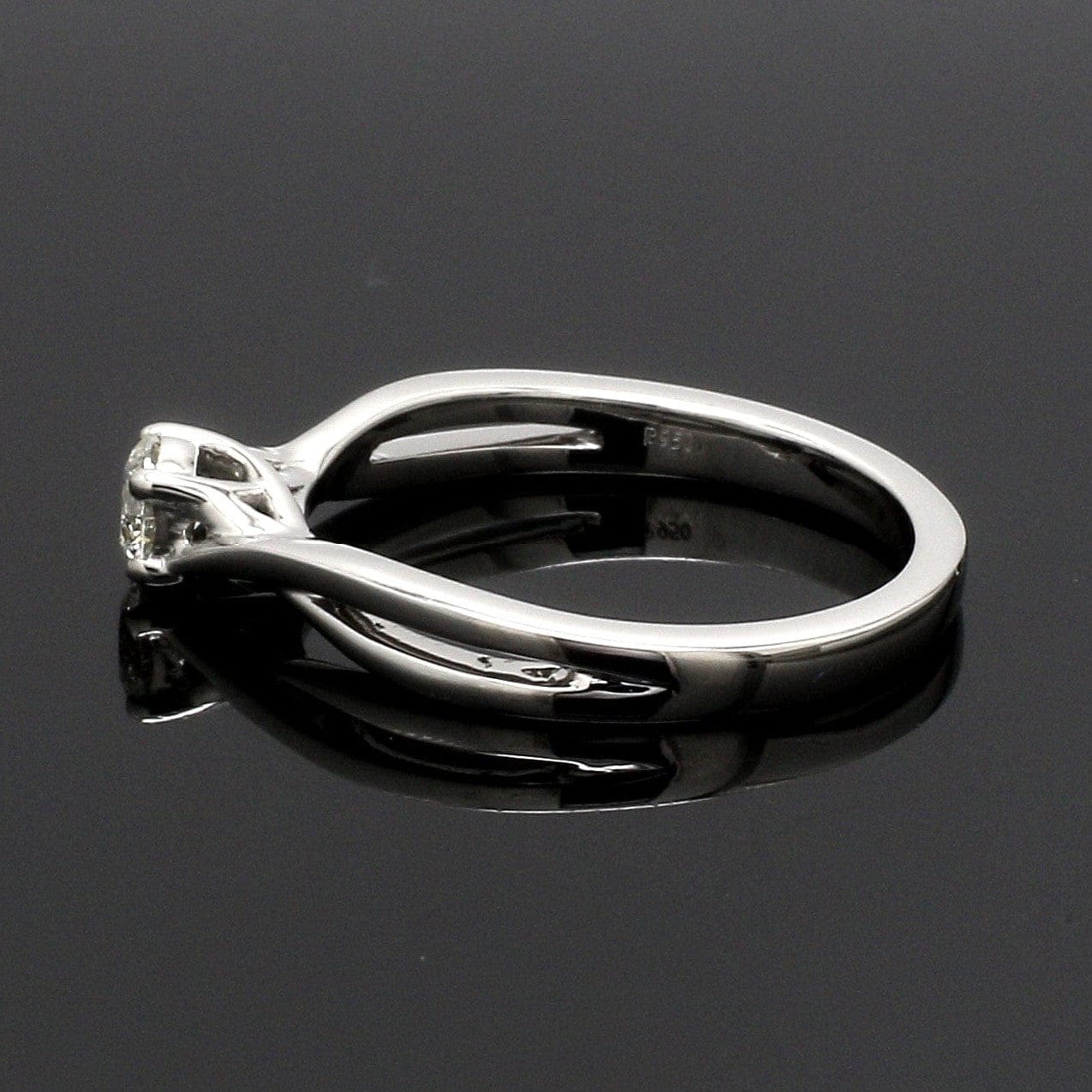 Jewelove™ Rings 4 Prong Platinum Solitaire Ring with a Twist JL PT 676