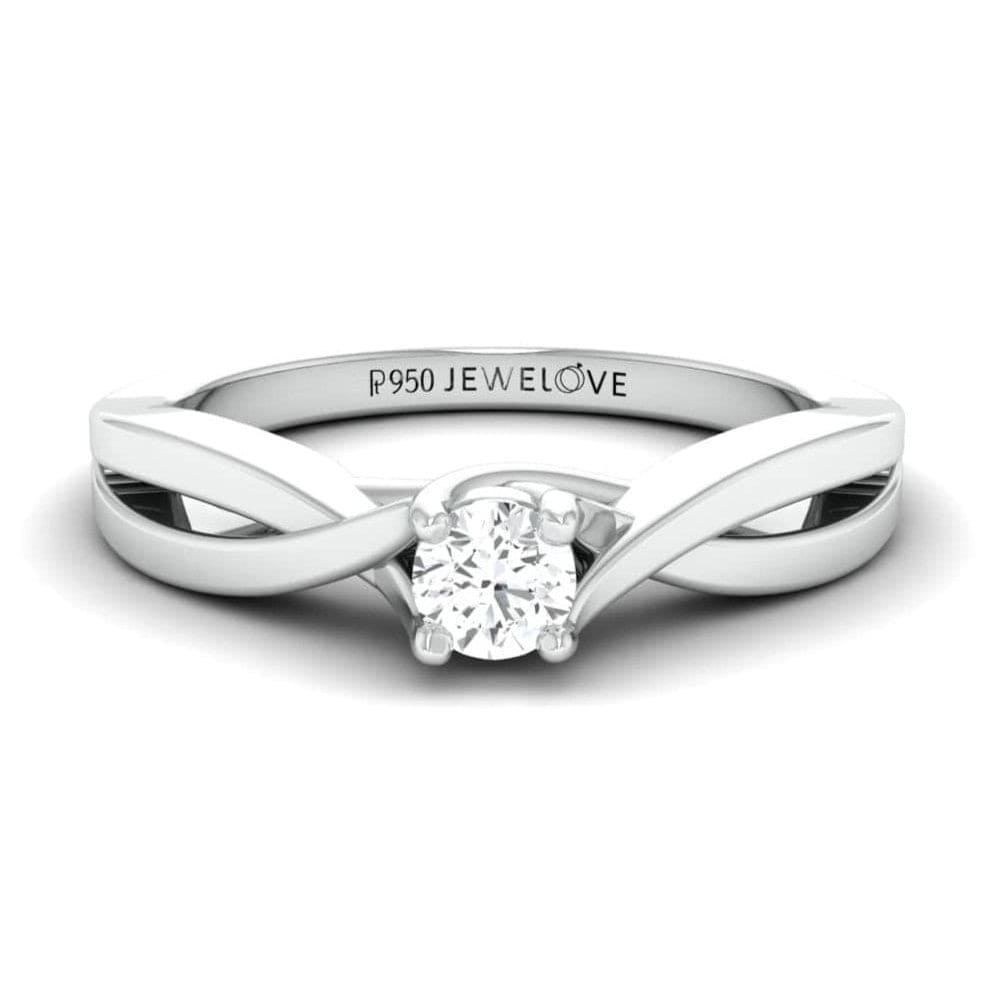 Jewelove™ Rings 4 Prong Platinum Solitaire Ring with a Twist JL PT 676