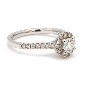 Jewelove™ Rings J VS / Women's Band only 40-Pointer Platinum Solitaire Engagement Ring with Diamond Halo & Shank JL PT 671