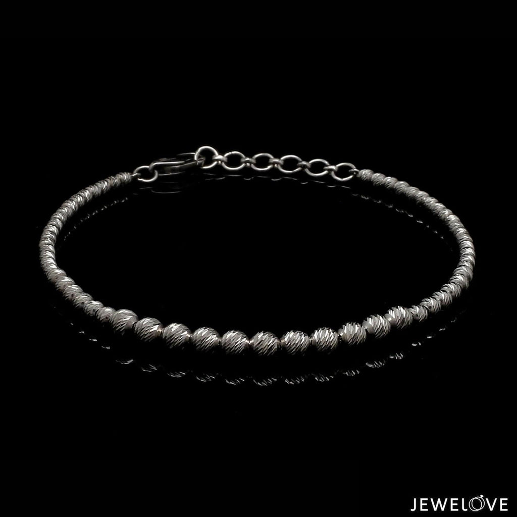 Jewelove™ Bangles & Bracelets 4mm Platinum Bracelet with Shine Diamond Cut Balls JL PTB 1204