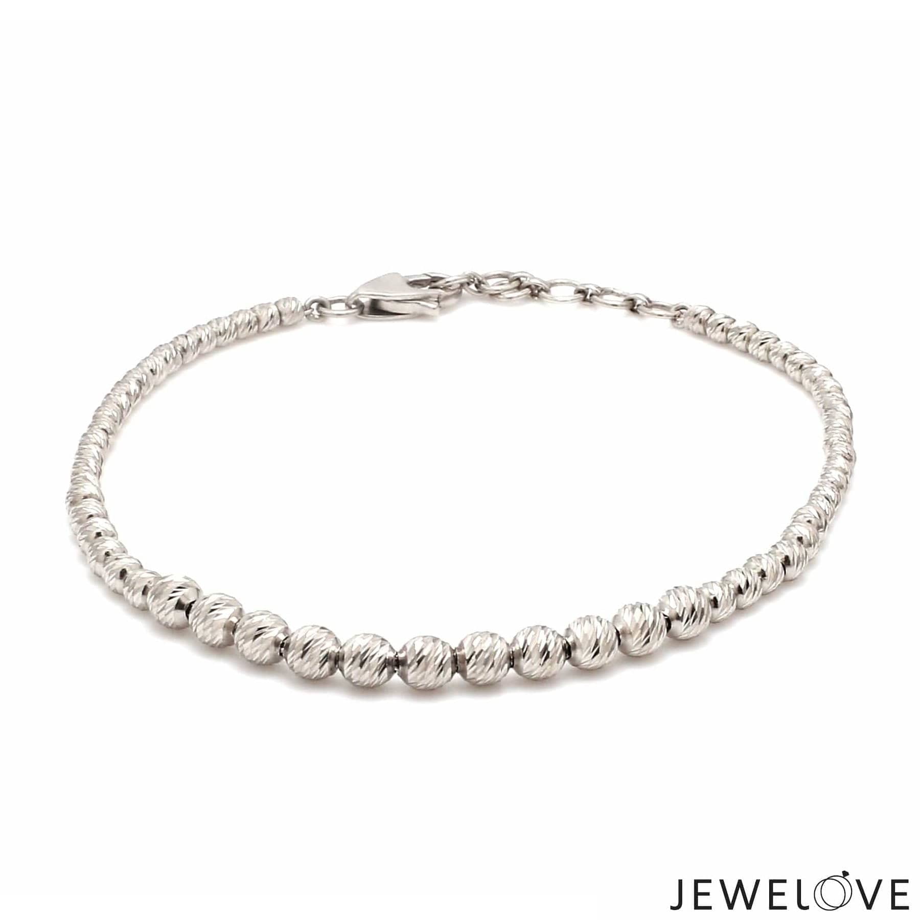 Jewelove™ Bangles & Bracelets 4mm Platinum Bracelet with Shine Diamond Cut Balls JL PTB 1204