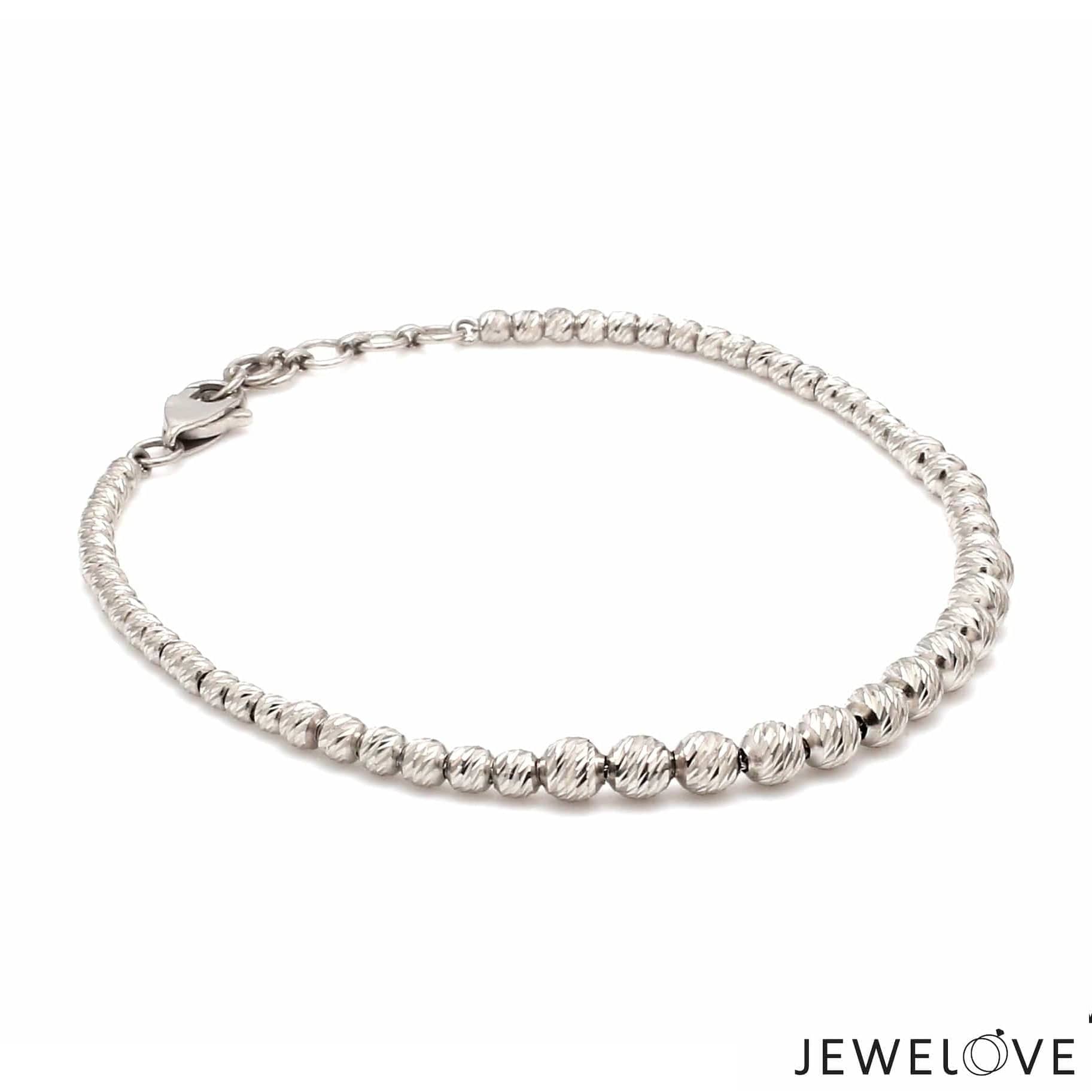 Jewelove™ Bangles & Bracelets 4mm Platinum Bracelet with Shine Diamond Cut Balls JL PTB 1204