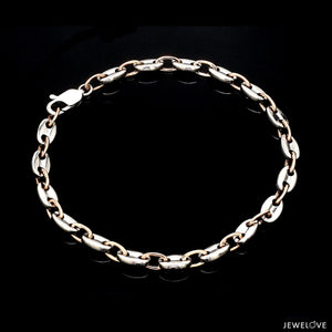 Jewelove™ Bangles & Bracelets 5.25mm Platinum & Rose Gold Bracelet for Men JL PTB 1278