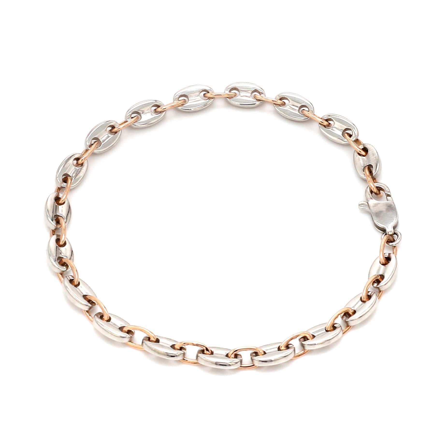 Jewelove™ Bangles & Bracelets 5.25mm Platinum & Rose Gold Bracelet for Men JL PTB 1278