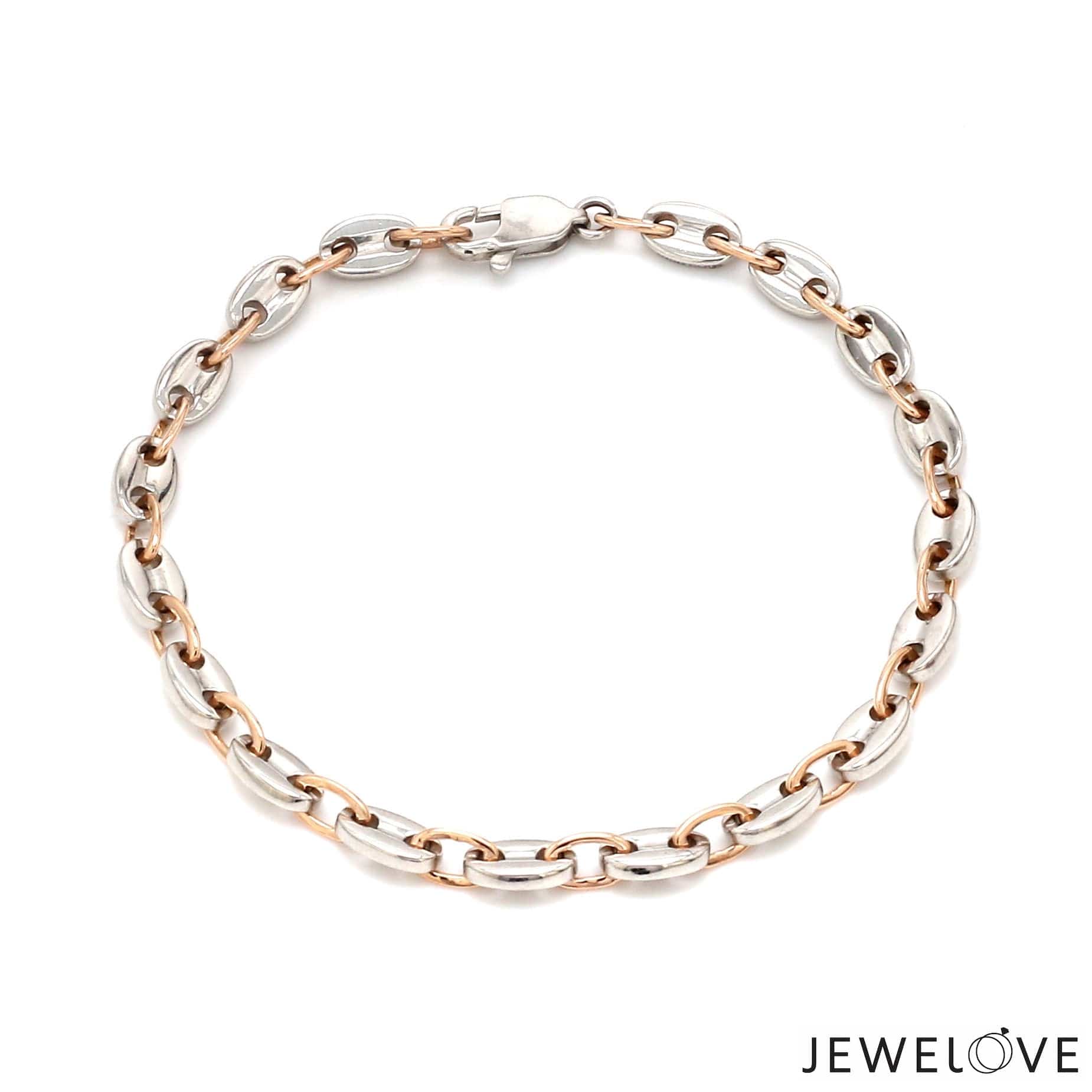 Jewelove™ Bangles & Bracelets 5.25mm Platinum & Rose Gold Bracelet for Men JL PTB 1278