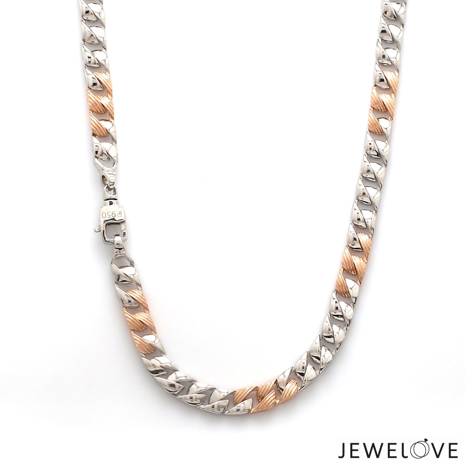 Jewelove™ Chains 5.75mm Designer Platinum + Rose Gold Chain for Men JL PT CH 1268