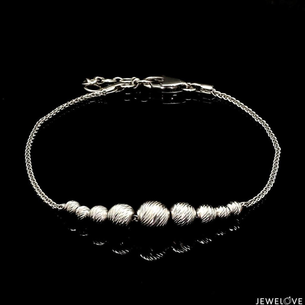 Jewelove™ Bangles & Bracelets 5.8mm Platinum Bracelet with Shine Diamond Cut Balls JL PTB 1201