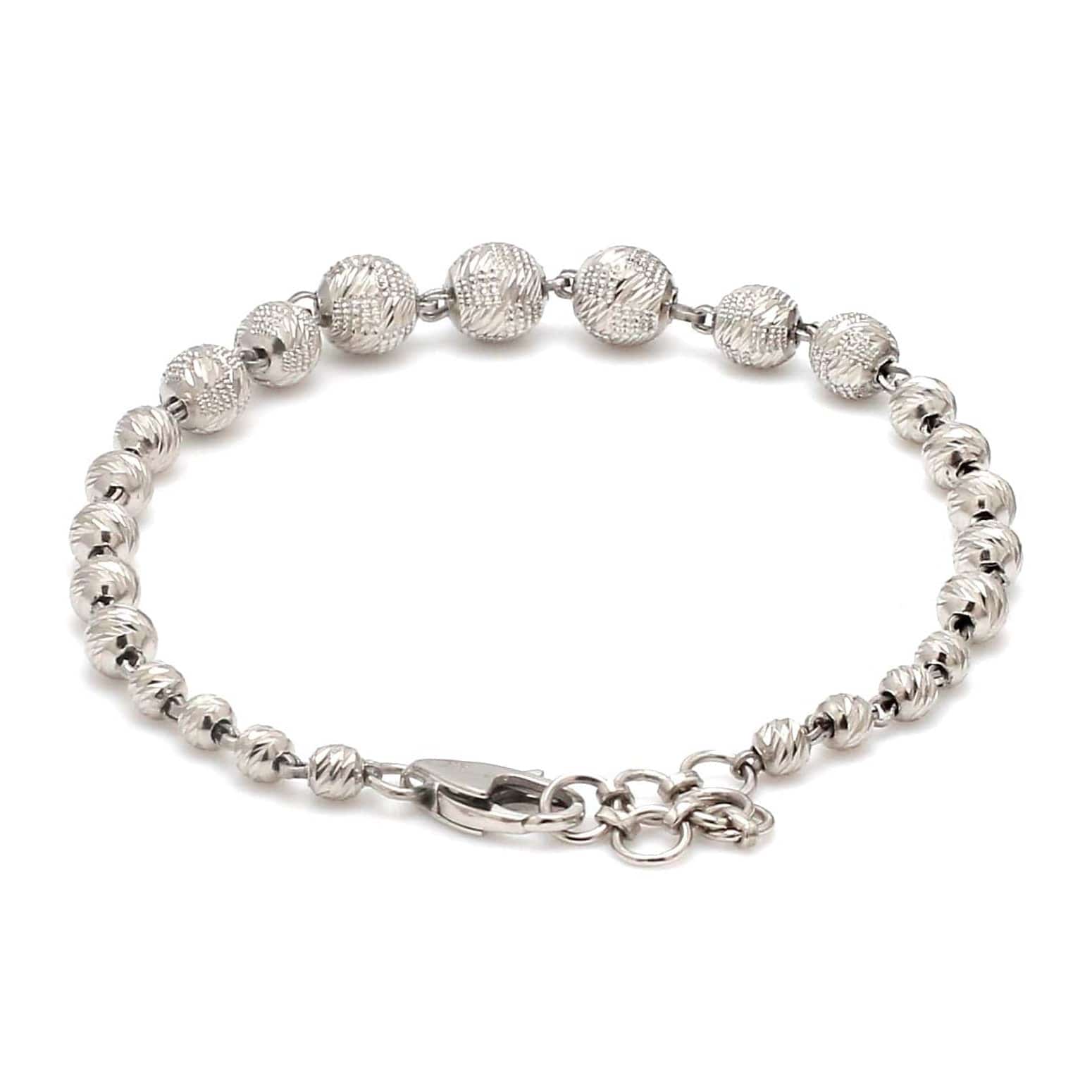 Jewelove™ Bangles & Bracelets 5.9mm Platinum Bracelet with Shine Diamond Cut Balls JL PTB 1205