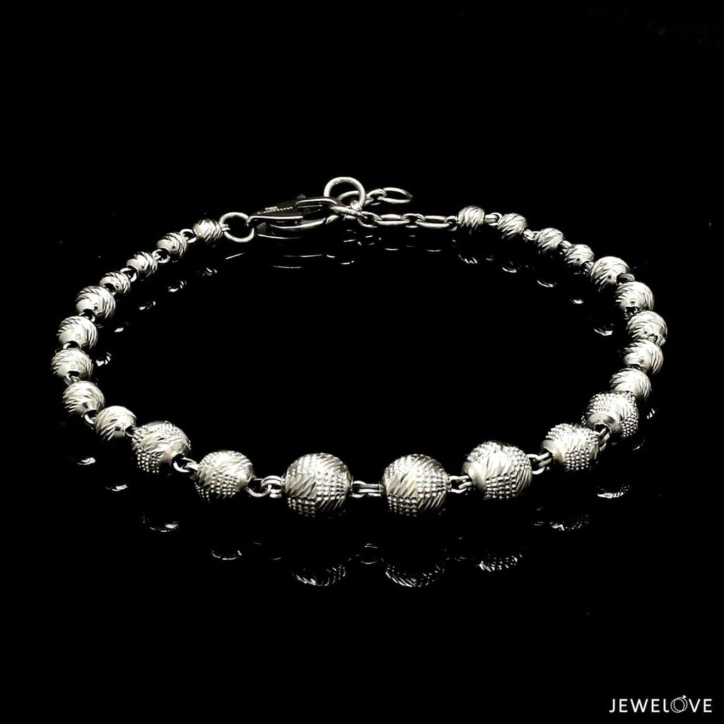 Jewelove™ Bangles & Bracelets 5.9mm Platinum Bracelet with Shine Diamond Cut Balls JL PTB 1205