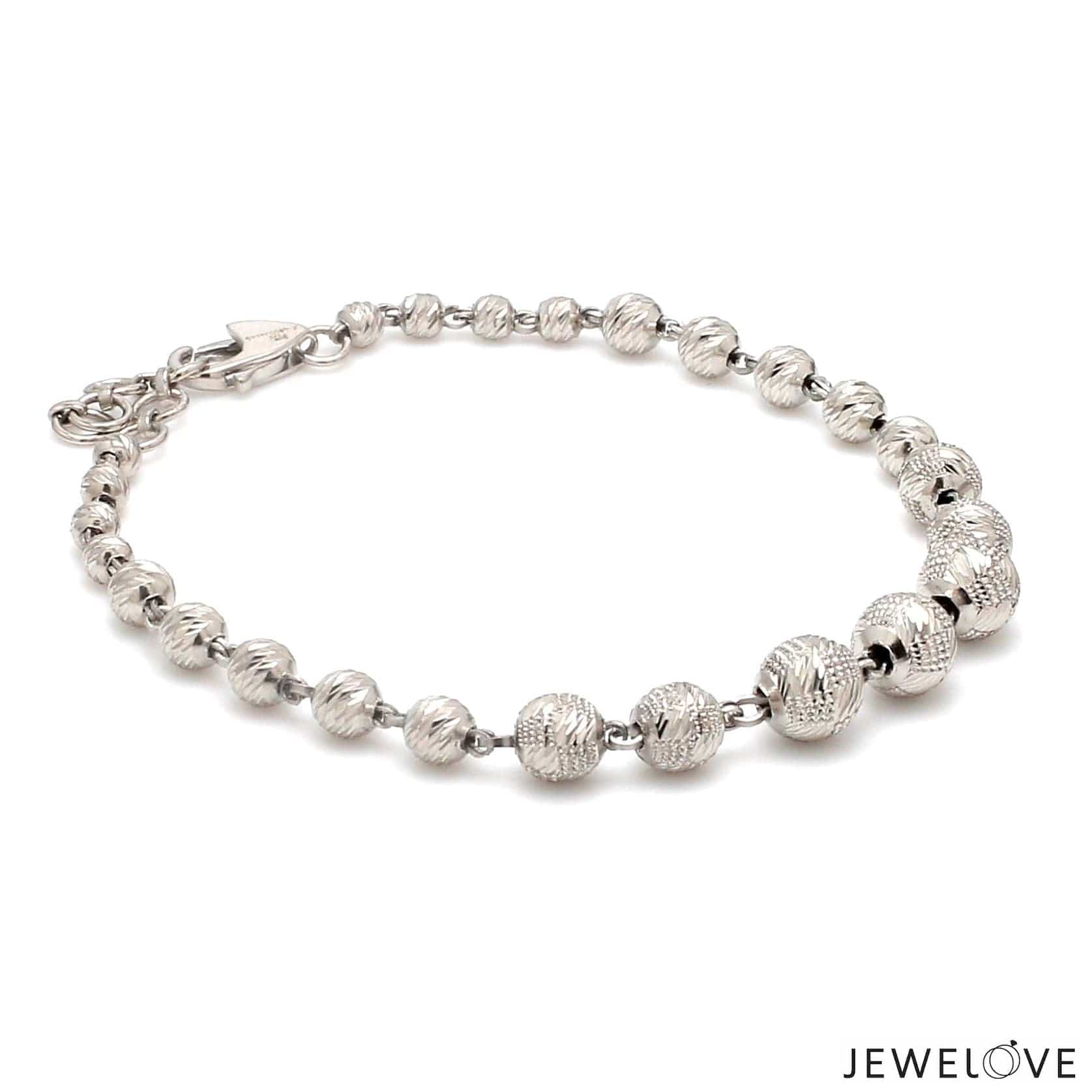 Jewelove™ Bangles & Bracelets 5.9mm Platinum Bracelet with Shine Diamond Cut Balls JL PTB 1205