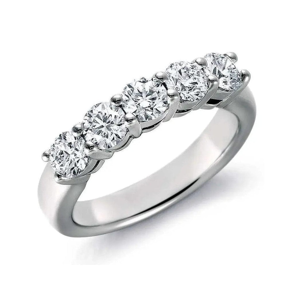 Jewelove™ Rings 5 Diamond Platinum Wedding Band for Women in Prong Setting JL PT 416
