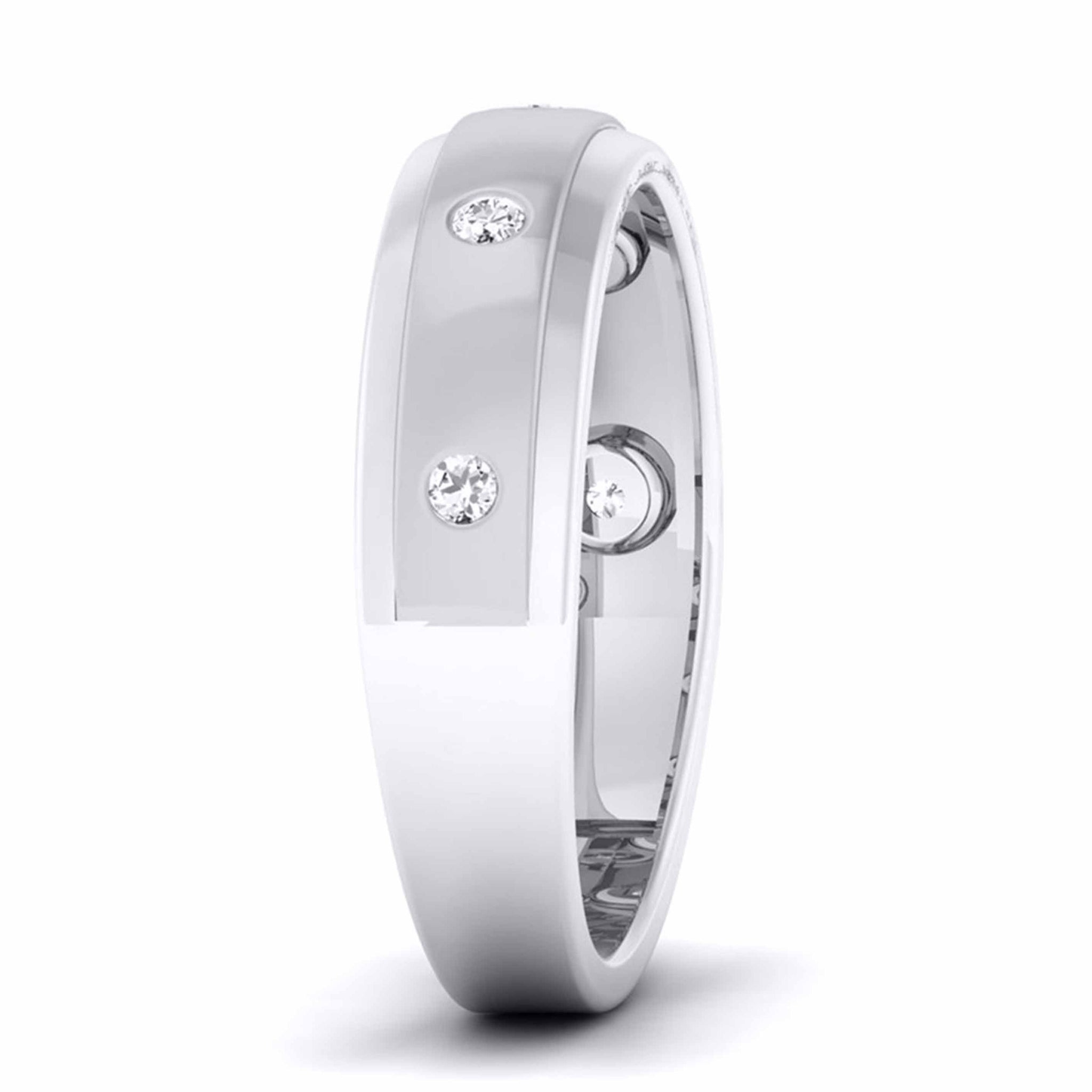 Jewelove™ Rings 5 Diamond Unisex Platinum Wedding Band JL PT 5892