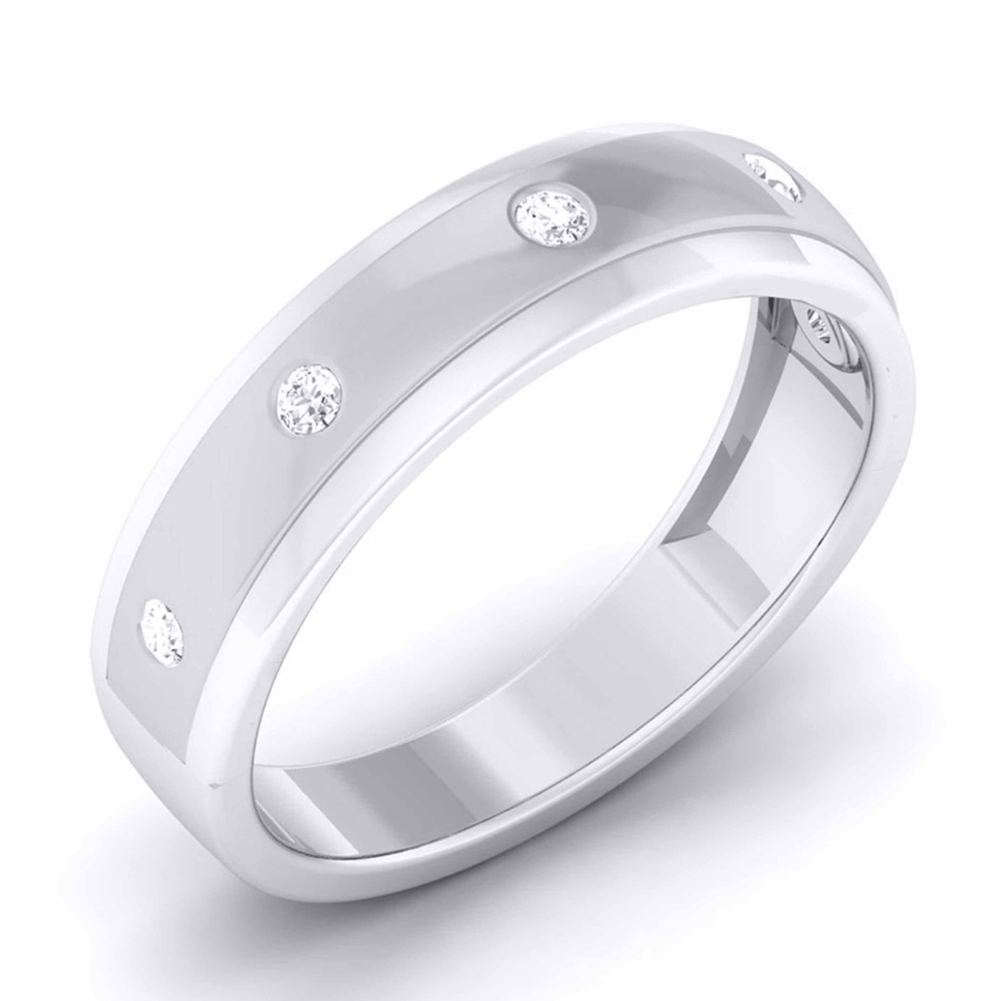 Jewelove™ Rings SI IJ / Men's Band only 5 Diamond Unisex Platinum Wedding Band JL PT 5892