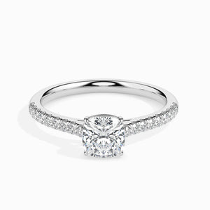 Jewelove™ Rings Women's Band only / VVS G 50-Pointer Cushion Cut Solitaire Diamond Shank Platinum Engagement Ring JL PT 19013-A