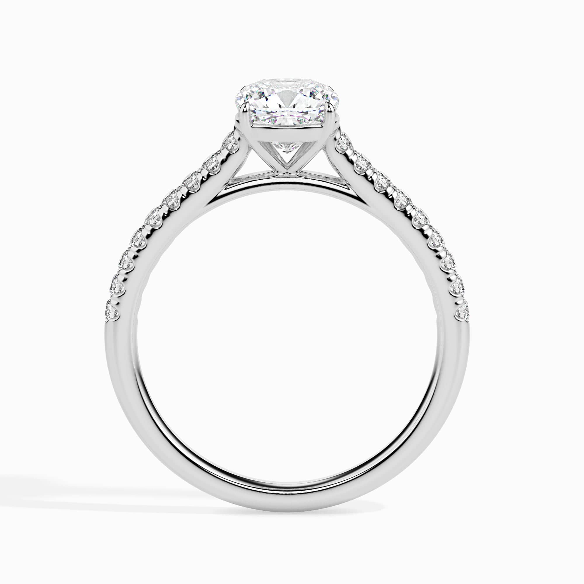 Jewelove™ Rings Women's Band only / VVS G 50-Pointer Cushion Cut Solitaire Diamond Shank Platinum Engagement Ring JL PT 19013-A