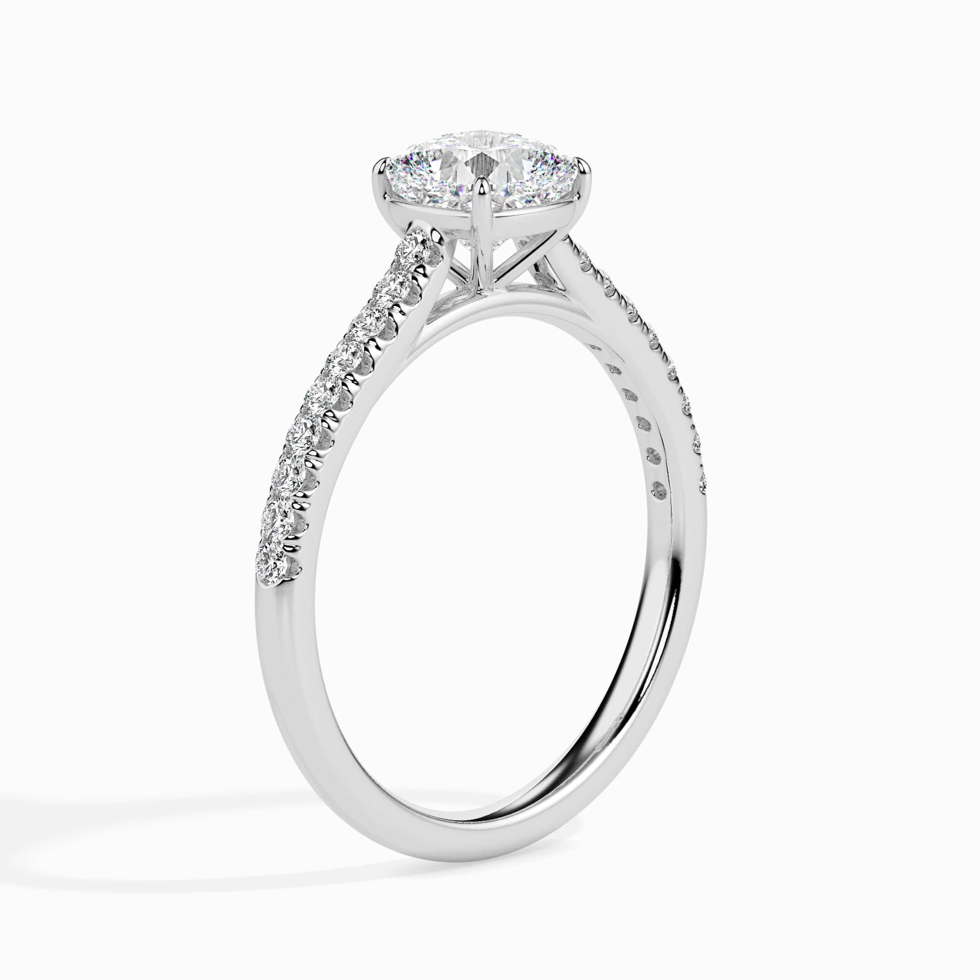 Jewelove™ Rings Women's Band only / VVS G 50-Pointer Cushion Cut Solitaire Diamond Shank Platinum Engagement Ring JL PT 19013-A