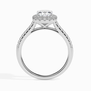 Jewelove™ Rings Women's Band only / VVS G 50-Pointer Cushion Cut Solitaire Halo Diamond Shank Platinum Engagement Ring JL PT 19033-A