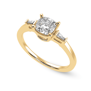 Jewelove™ Rings Women's Band only / VVS G 50-Pointer Cushion Cut Solitaire with Baguette Cut Diamond Accents 18K Yellow Gold Ring JL AU 1223Y-A