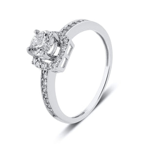 Jewelove™ Rings J VS / Women's Band only 50 Pointer Designer Raised Solitaire Platinum Ring for Women JL PT 560