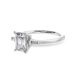 Jewelove™ Rings E VVS / Women's Band only 50-Pointer Emerald Cut Solitaire Baguette Diamond Accents Platinum Ring JL PT 1124-A